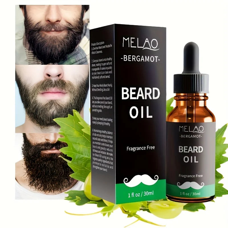 MELAO Beard Oil 100% Natural Beard Conditioner with Organic Argan & Jojoba Beard Oils with Vanilla Scent - Softens, Moisturizers