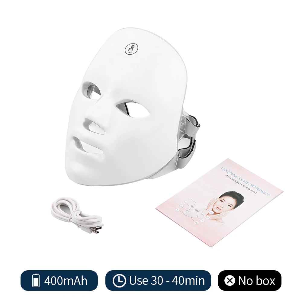 7 Colors Photon Facial LED Mask Red Light Therapy Anti Aging Face Neck Beauty Mask Relaxation Treatment Anti-Wrinkle Skin Care